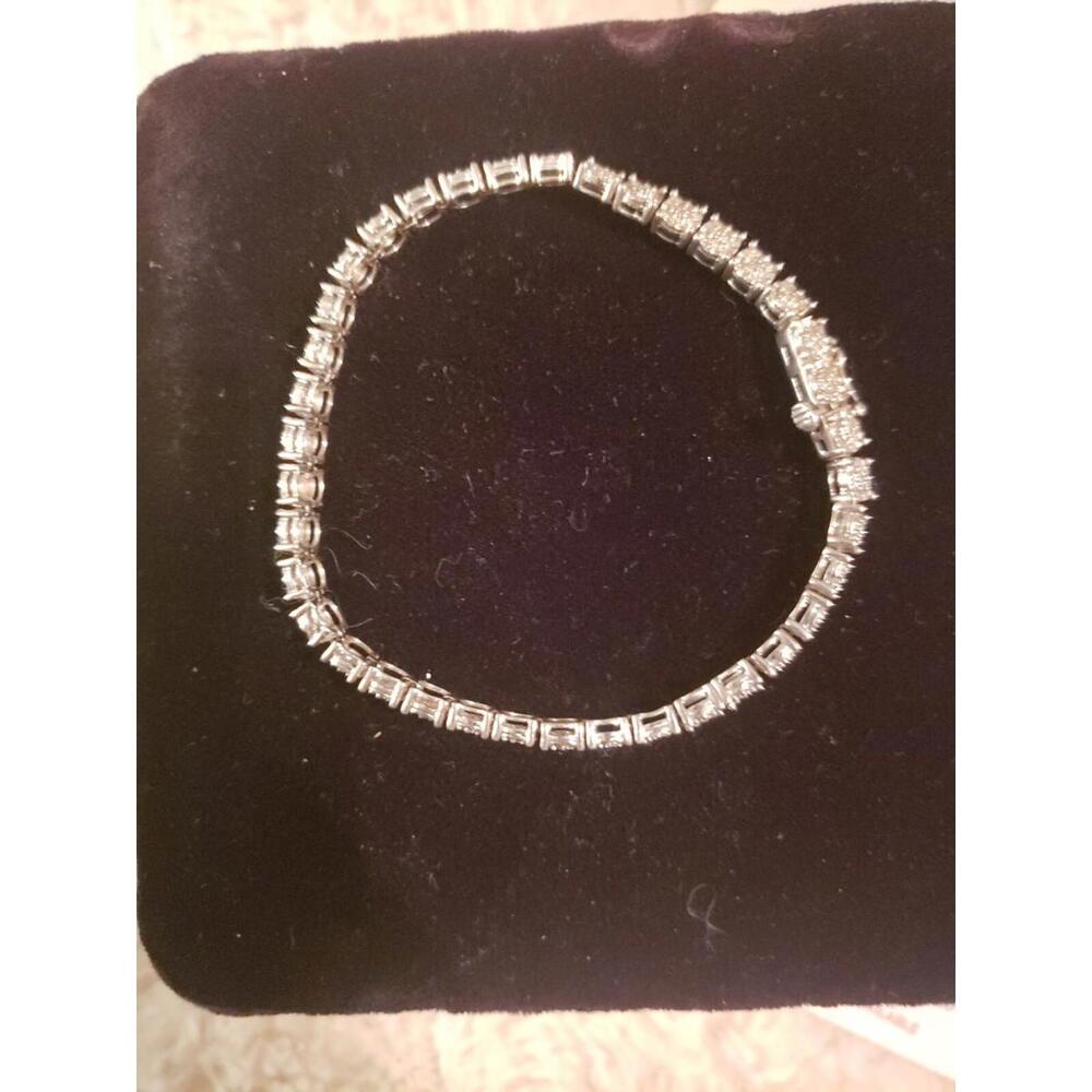 DESIGNER SIGNED KRN 925 STERLING SILVER TENNIS CHAIN BRACELET 7.5”